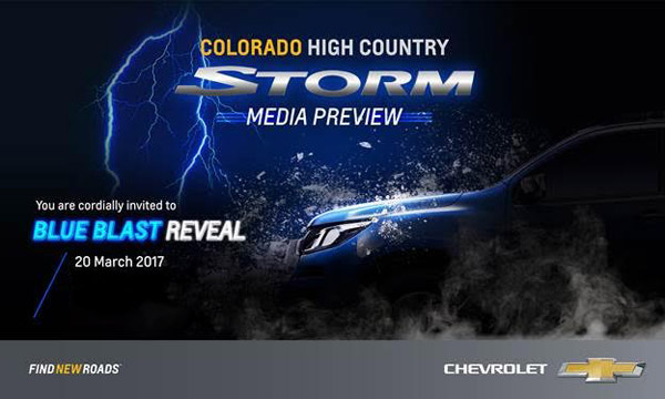Chevrolet Colorado Storm 2017 ใหม่ ปิกอัพมาดสปอร์ต เปิดตัว 20 มีนาคม นี้