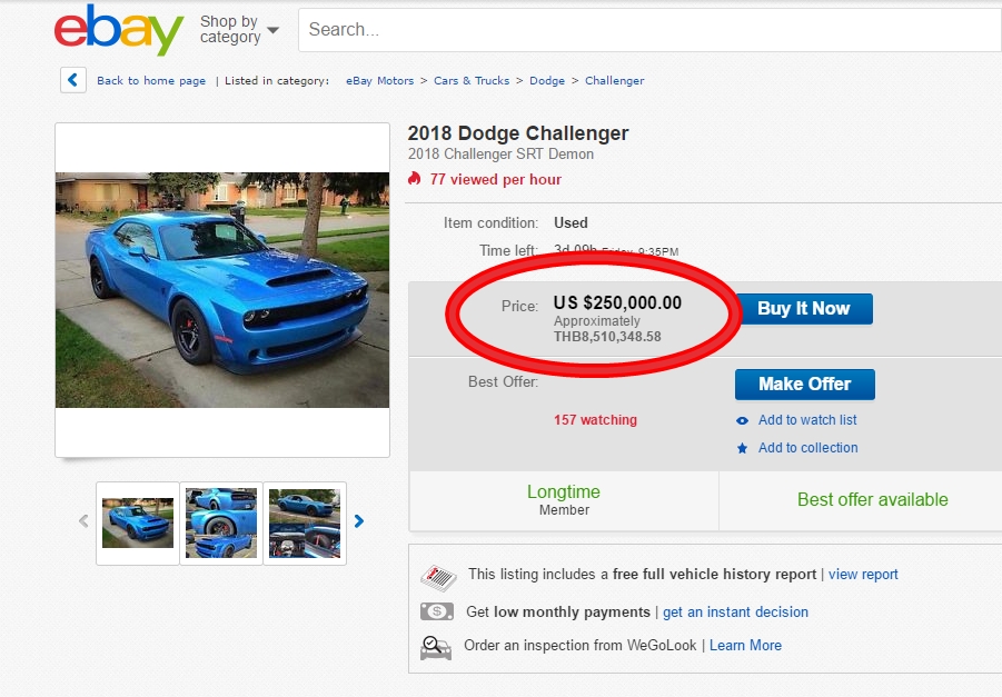 ประกาศขาย Dodge Challenger Demon