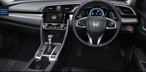 Honda Civic ที่ใช้สีโทนดำพร้อมวัสดุที่หรูหรามากขึ้นเช่น เบาะหนัง, พวงมาลัยหุ้มหนัง