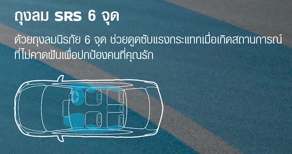 ถุงลมนิรภัย SRS 6 จุดที่จะปกป้องทุกคนภายในรถ