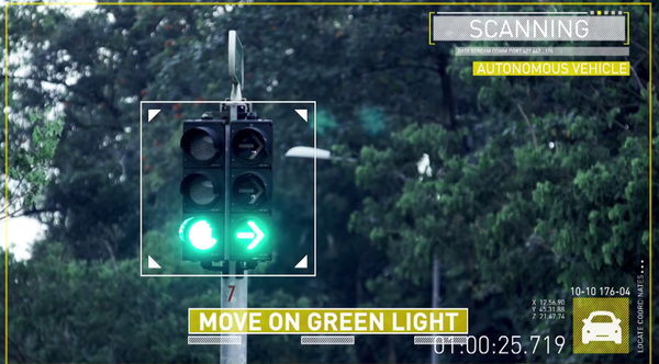 รถยนต์ไร้คนขับที่พัฒนาโดยMoovita สามารถรับรู้สัญญาณไฟเขียวไฟแดงได้