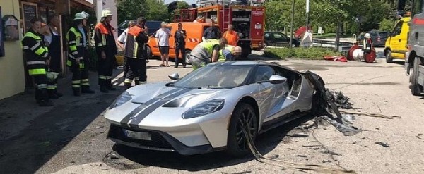 Ford GT ที่เกิดเหตุไฟไหม้ที่ประเทศเยอรมนี ในปี 2017