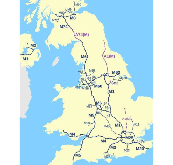 มอเตอร์เวย์ในอังกฤษมีโครงข่ายที่กว้างใหญ่เกือบทั้งเกาะอังกฤษ