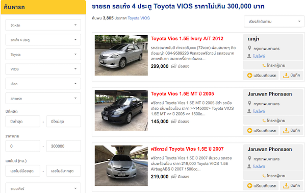 สามารถหาซื้อ Toyota Vios มือสองได้ใน Chobrod.com