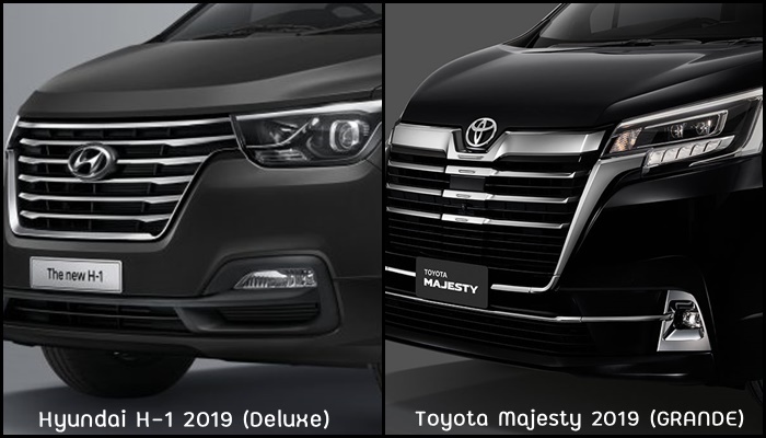 เปรียบเทียบด้านหน้าระหว่าง Hyundai H-1 2019 กับ Toyota Majesty 2019