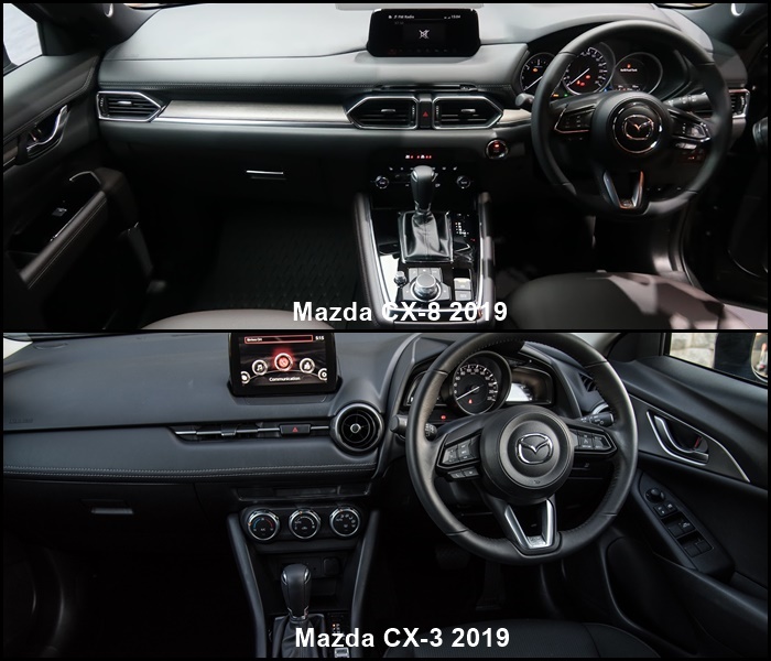 เปรียบเทียบดีไซน์ภายใน Mazda CX-8 VS Mazda CX-3