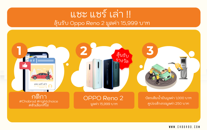 ติดตามรายละเอียด Mini Game : แชะ แชร์ เล่า !! ลุ้นรับ Oppo Reno 2 มูลค่า 15,999 ฿