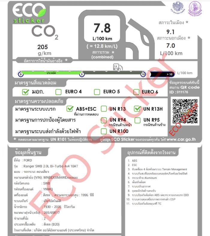 eco sticker ford 2.0