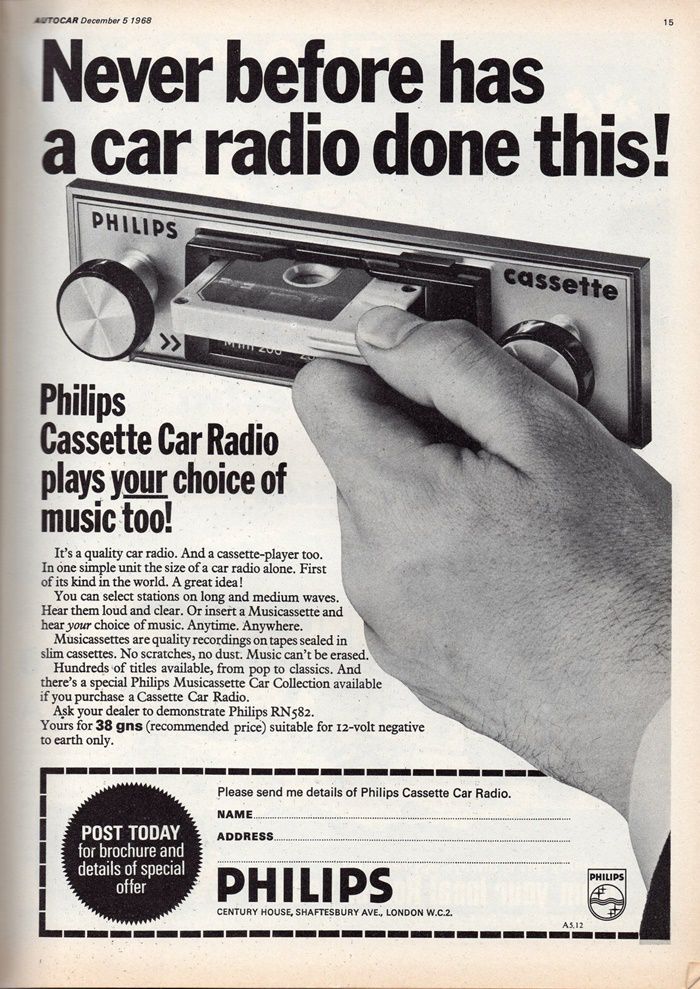 โฆษณาเครื่องเล่นเทปคาสเซ็ตของทาง Philips