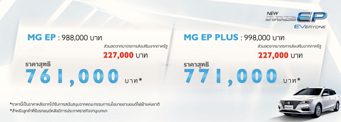 MG EP 2022 และ MG EP PLUS 2022 ราคาใหม่