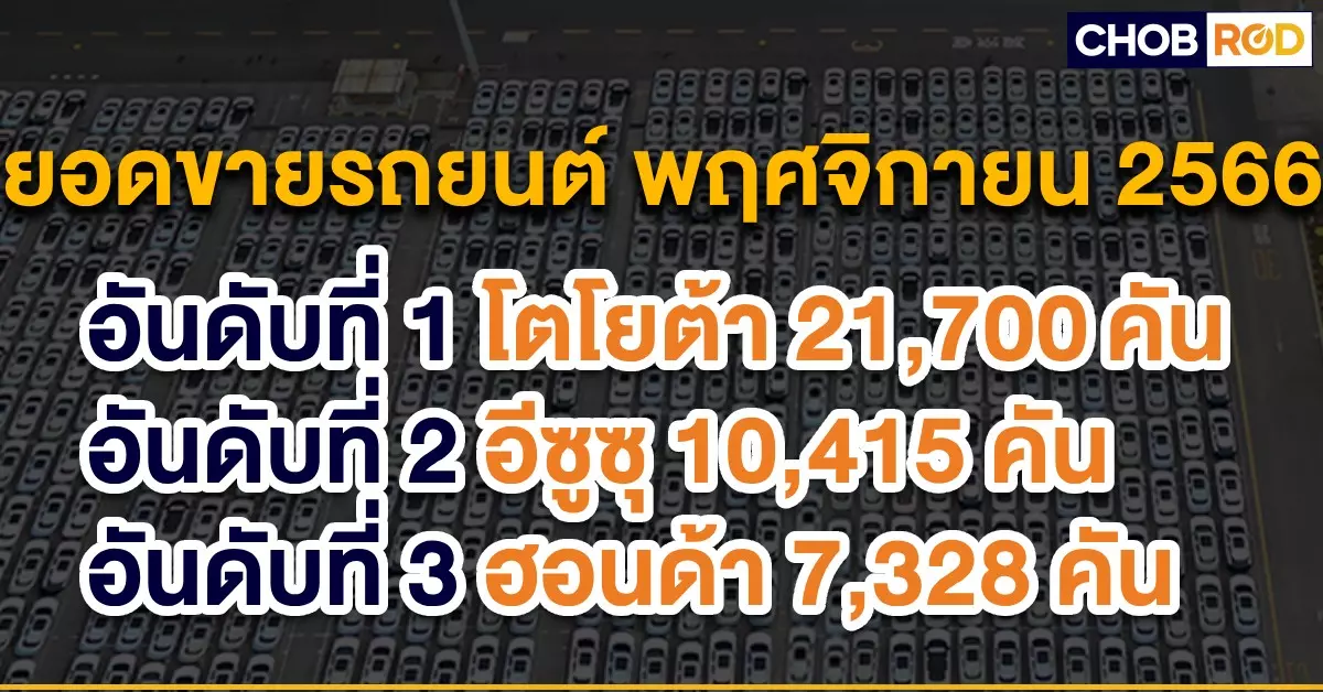 ยอดขายรถยนต์พฤศจิกายน 2566 ตลาดรถยนต์รวม