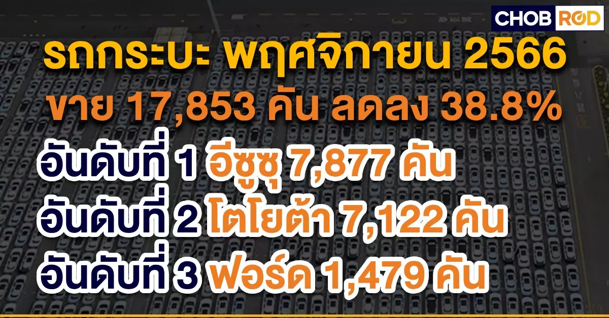 ยอดขายรถยนต์พฤศจิกายน 2566 ตลาดรถกระบะ