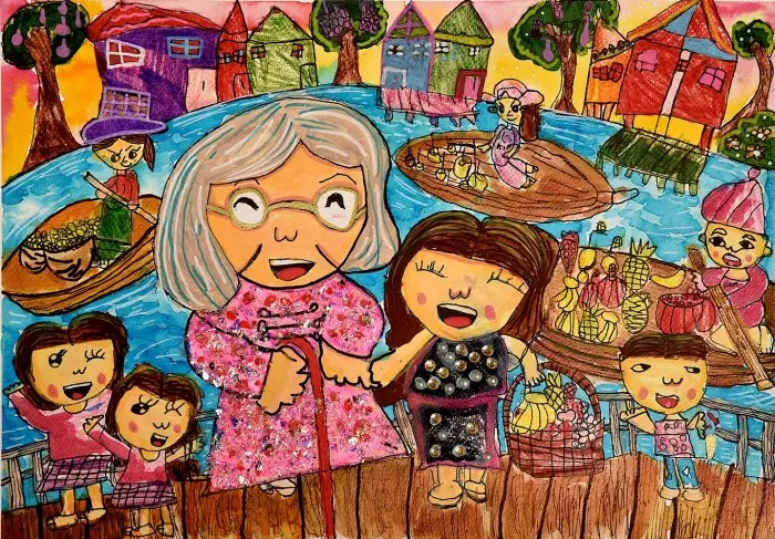 ภาพวาดชนะเลิศปฐมวัย ผลงานโดย เด็กหญิงววรส อิทธิพลานุคุปต์