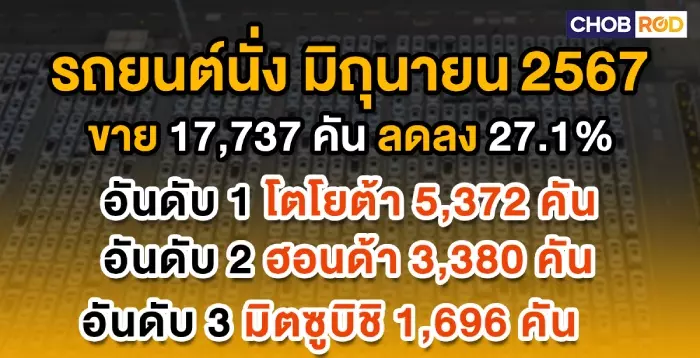 ยอดขายรถประจำเดือนมิถุนายน 2024