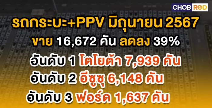 ยอดขายรถประจำเดือนมิถุนายน 2024