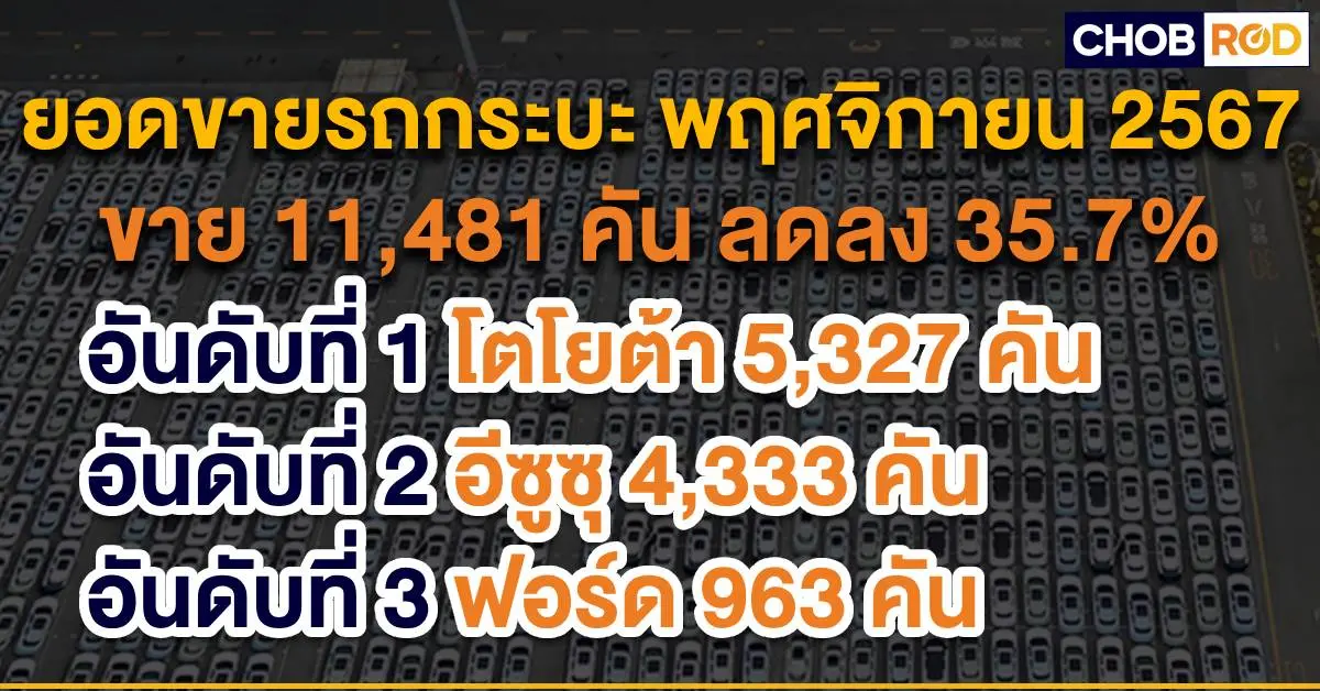 ยอดขายรถยนต์พฤศจิกายน 2024