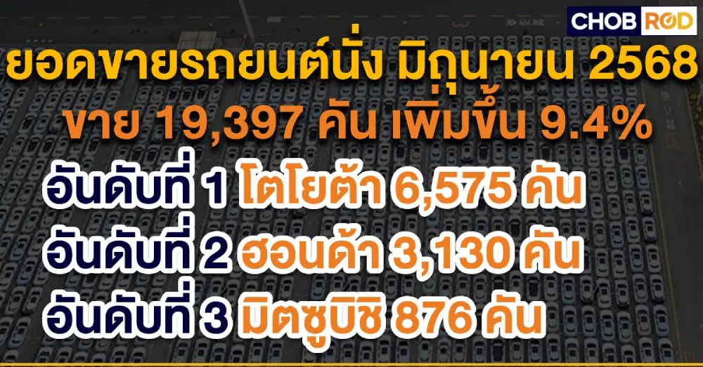 ยอดขายรถยนต์เดือนมิถุนายน 2568