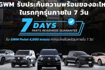 หมดยุครออะไหล่นาน! GWM ประกาศกร้าว "รับประกันอะไหล่ 7 วัน" พร้อมชดเชยเป็นคะแนน หากทำไม่ได้ตามสัญญา