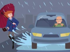 โดนฟ้องได้!! หากฝนตก แล้วขับรถเหยียบแอ่งน้ำใส่ผู้อื่น 