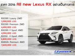  2016 All-New Lexus RX เปิดราคาอย่างเป็นทางการก่อนโชว์ตัวในงาน Motor Expo 2015